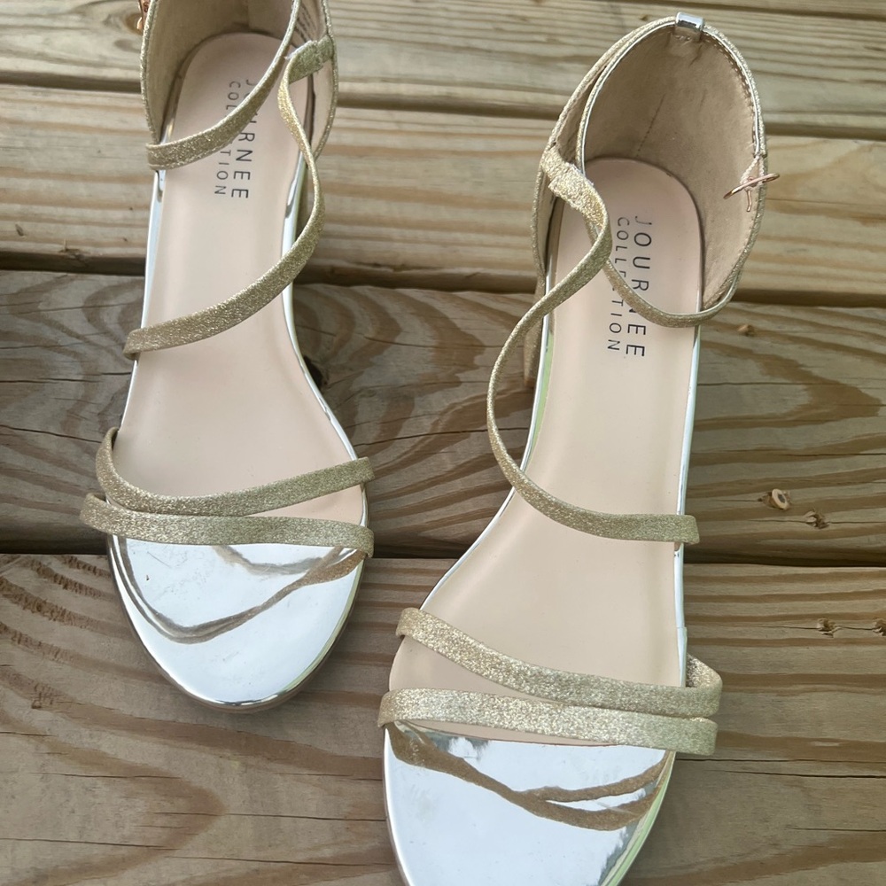 Journee Collection Gold Strappy Heels